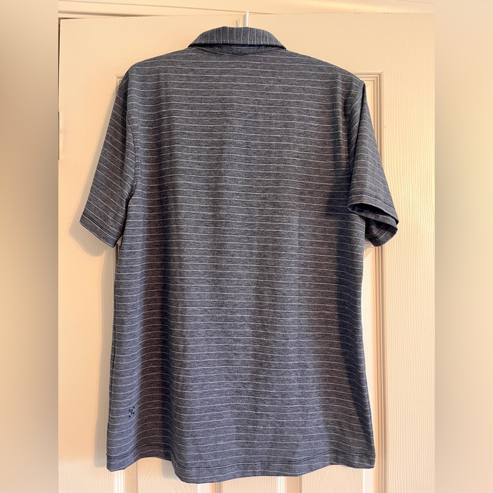 Lululemon Gray Striped Polo Shirt Men Size Large - Picture 2 of 8